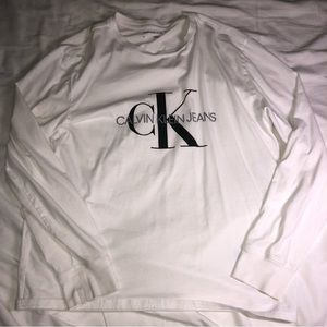 calvin klein jeans white long sleeve shirt